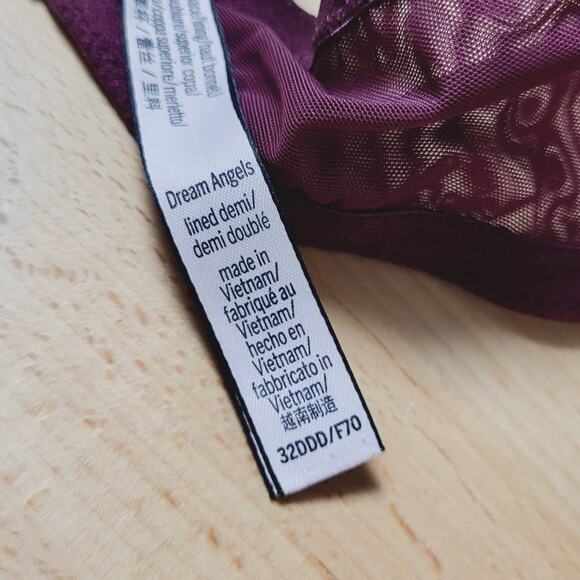 Victoria's Secret Burgundy Dream Angels Lined Demi/Demi Double Size 32DDD - Picture 7 of 7